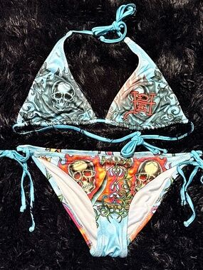 Ed Hardy | Swim | Rare Vintage Ed Hardy Love Kills Skull String